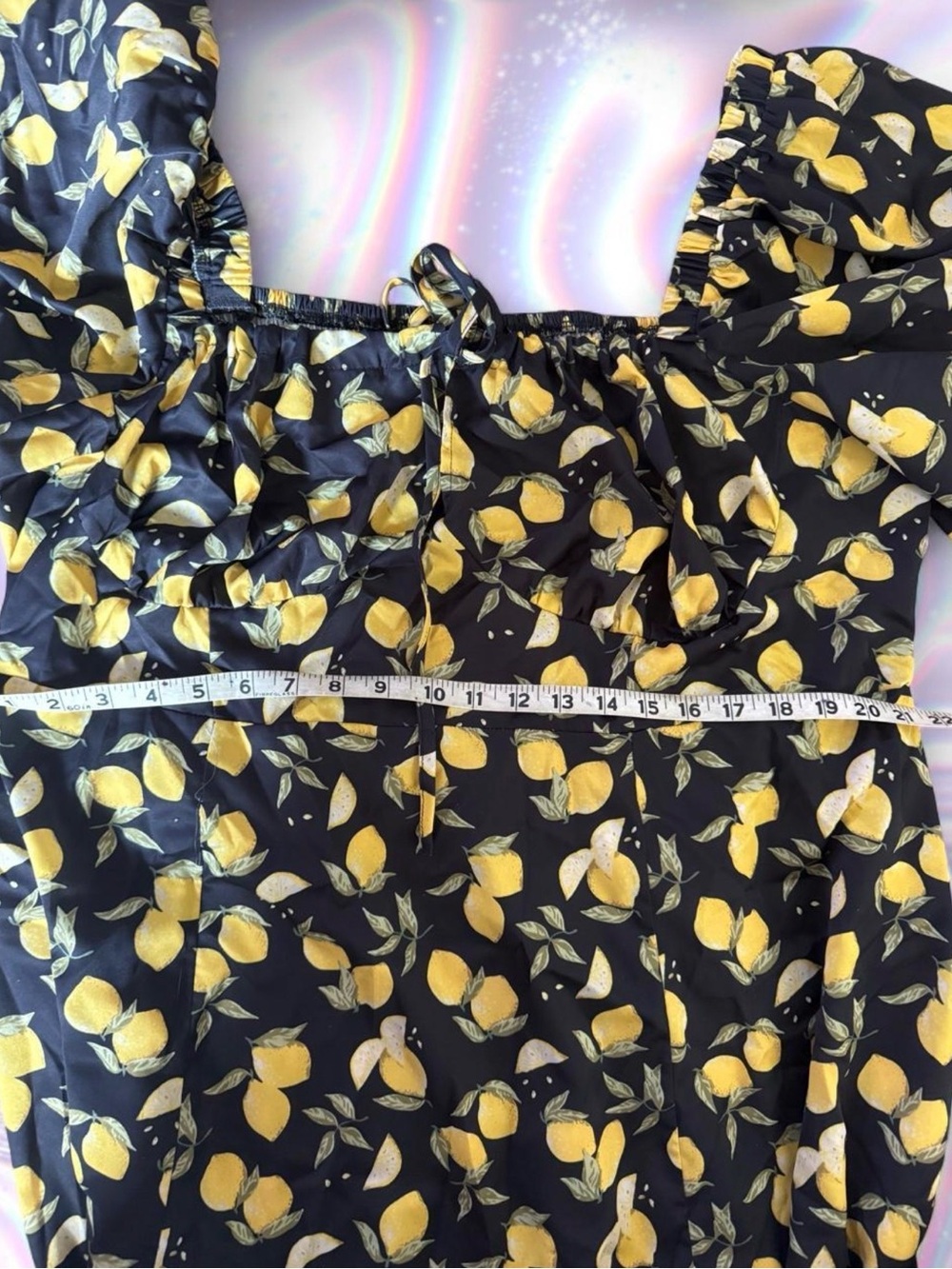 Cider Black Midi Dress with Yellow Lemon Motif - Picture 3 of 9